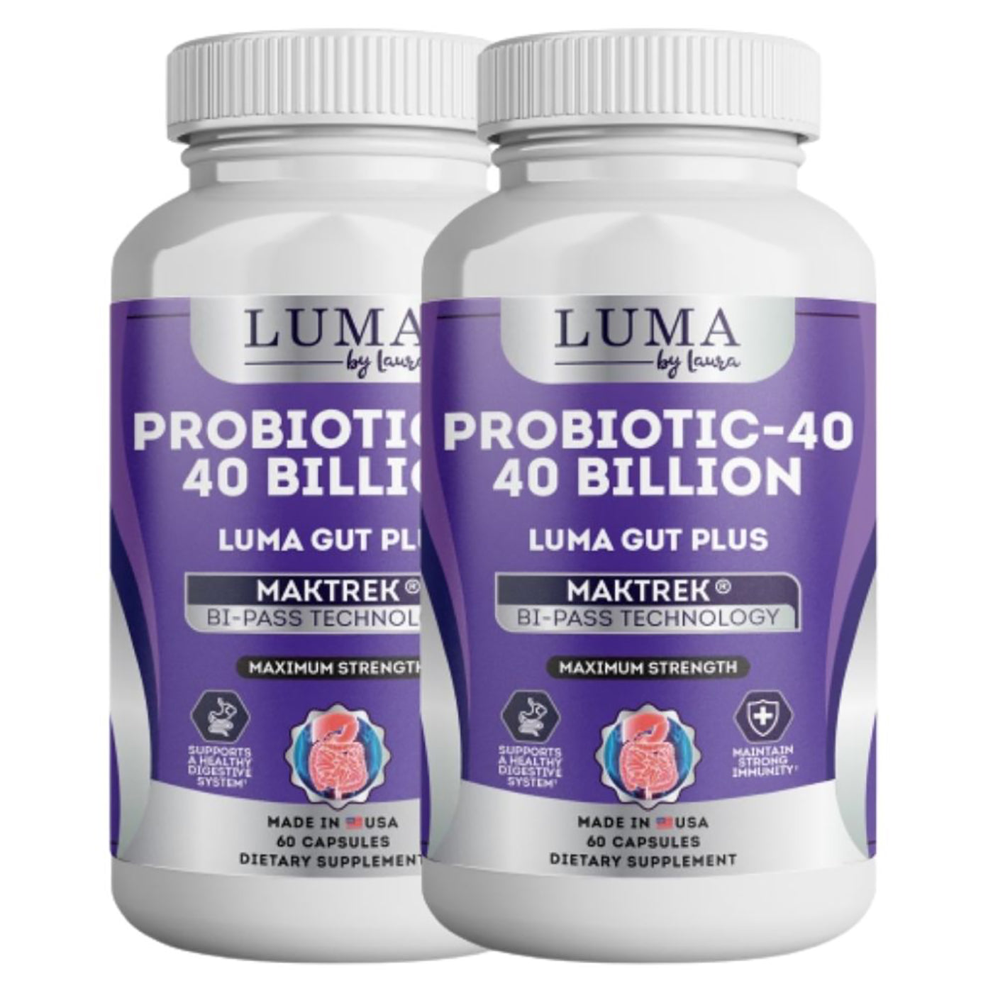 Luma Gut Plus - Adult Probiotics 40 Billion CFU for Stomach Acid